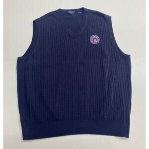 VTG Y2K 2005 Men Pinehurst US Open cableknit cotton pullover sweater vest XXL
